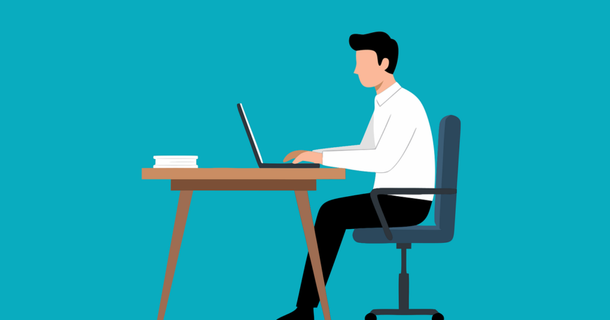 Free office worker computer vector