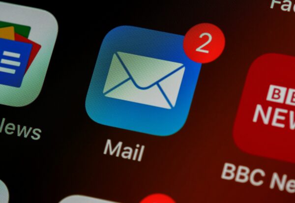 closeup of mail app icon on phone